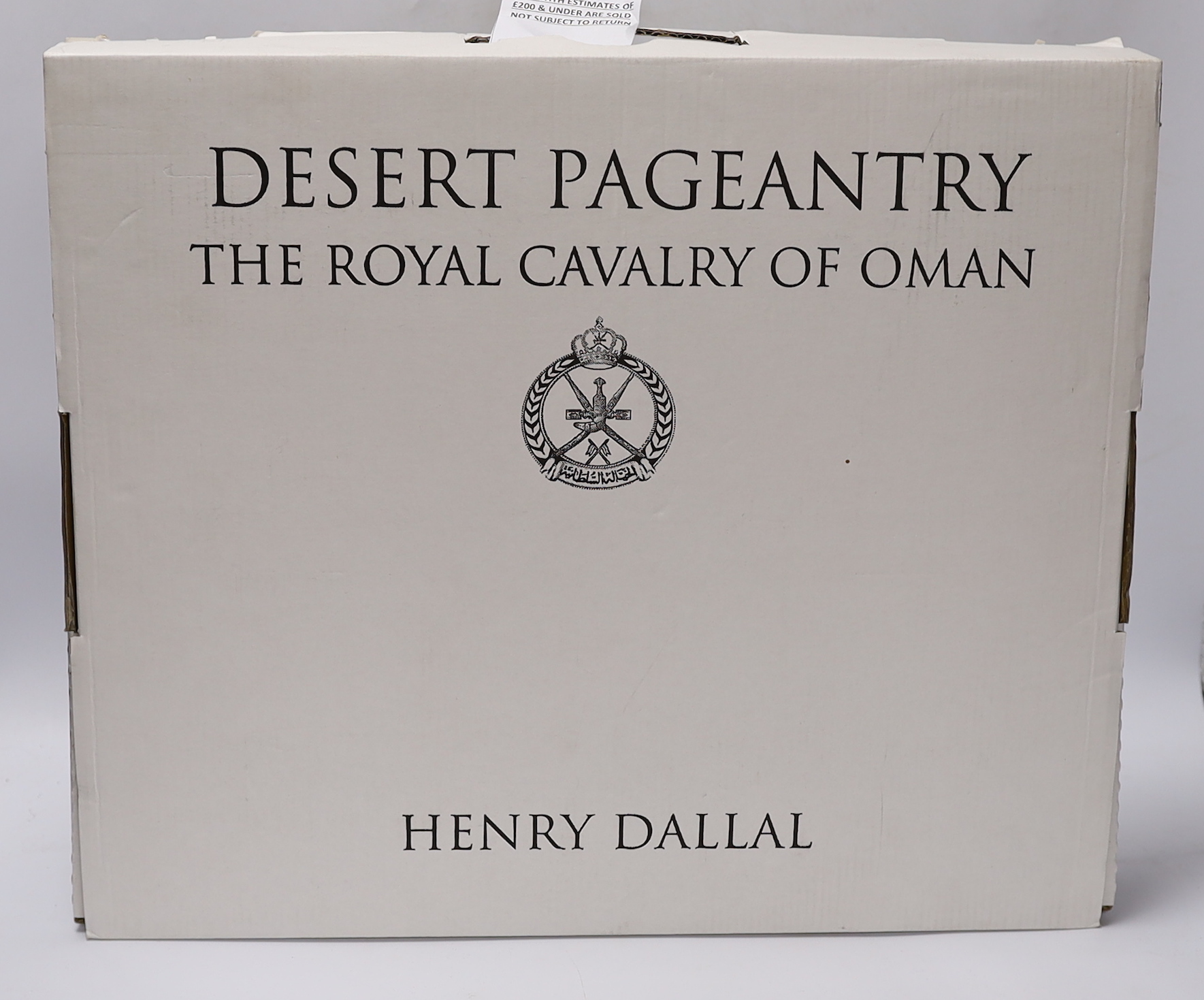 Dallal, Henry - Desert Pageantry: The Royal Cavalry of Oman, signed, folio, black pictorial boards gilt, in d/j, with original box, 2012, Note: Gold medal winner for the most outstanding design of the year, at the Indepe